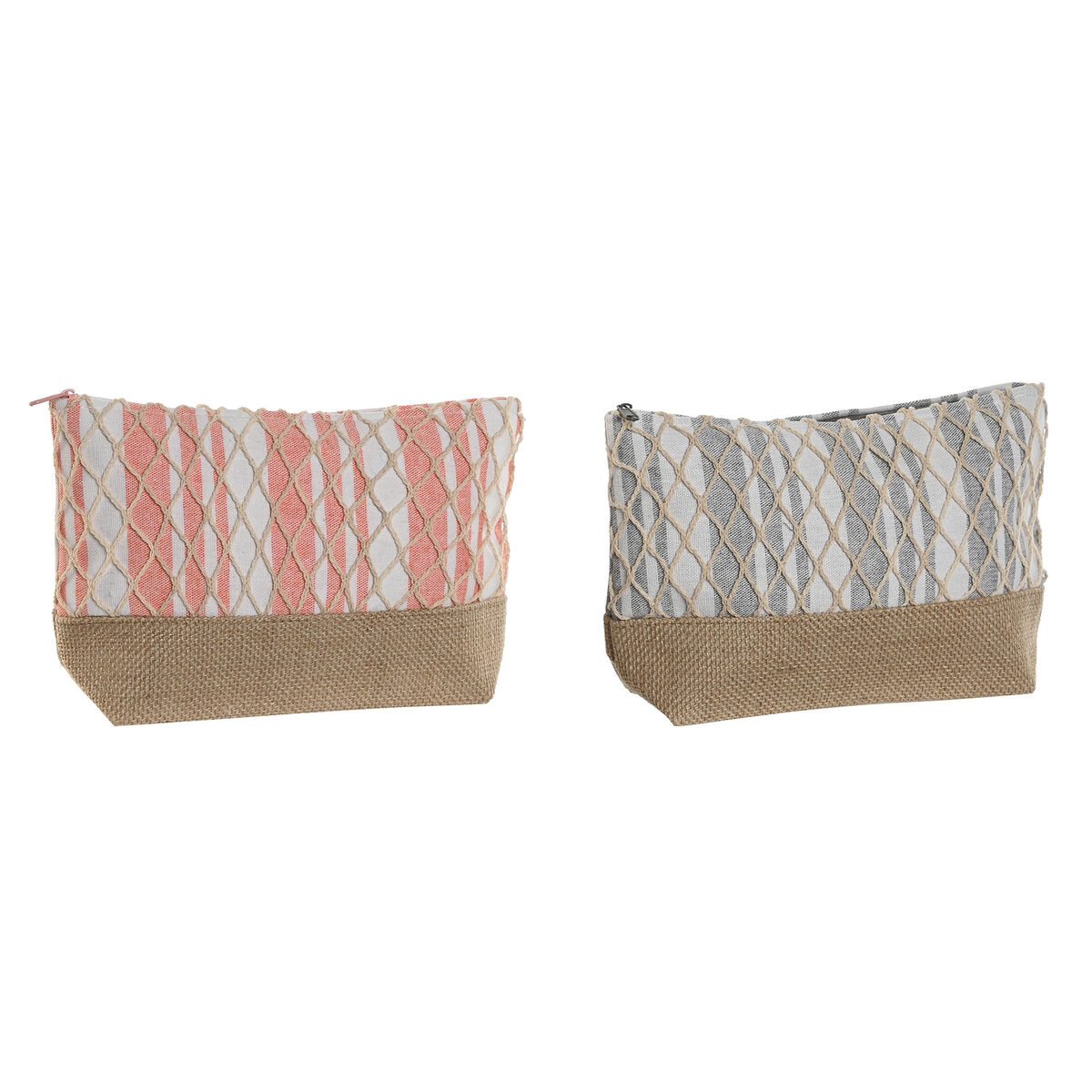 Neceser de Viaje Home ESPRIT Gris Coral 25 x 7 x 15 cm (2 Unidades)