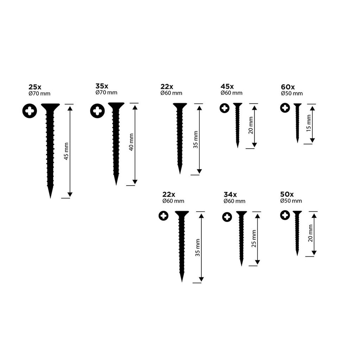 Kit de tornillos Black & Decker Phillips Madera 332 Piezas