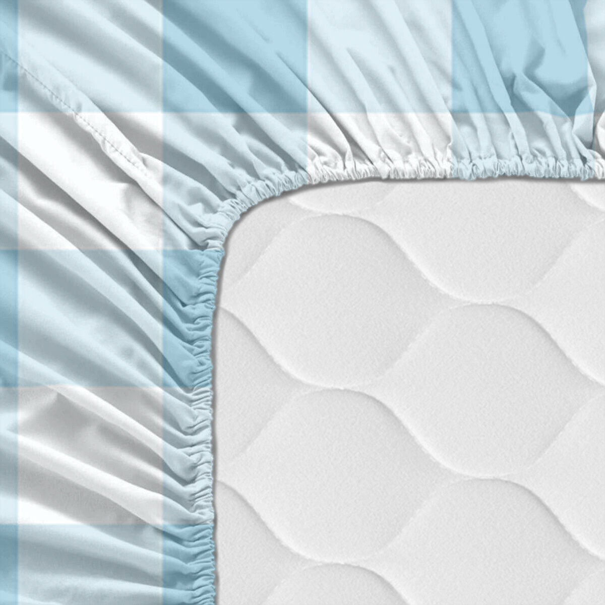 Sábana Bajera HappyFriday BASIC KIDS Azul 60 x 120 x 14 cm Vichy