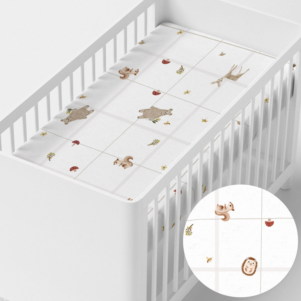 Sábana Bajera HappyFriday MINI Blanco Multicolor 60 x 120 x 14 cm