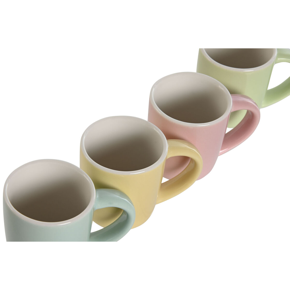 Juego de Tazas de Café Home ESPRIT Amarillo Azul Verde Rosa Porcelana 90 ml 4 Piezas