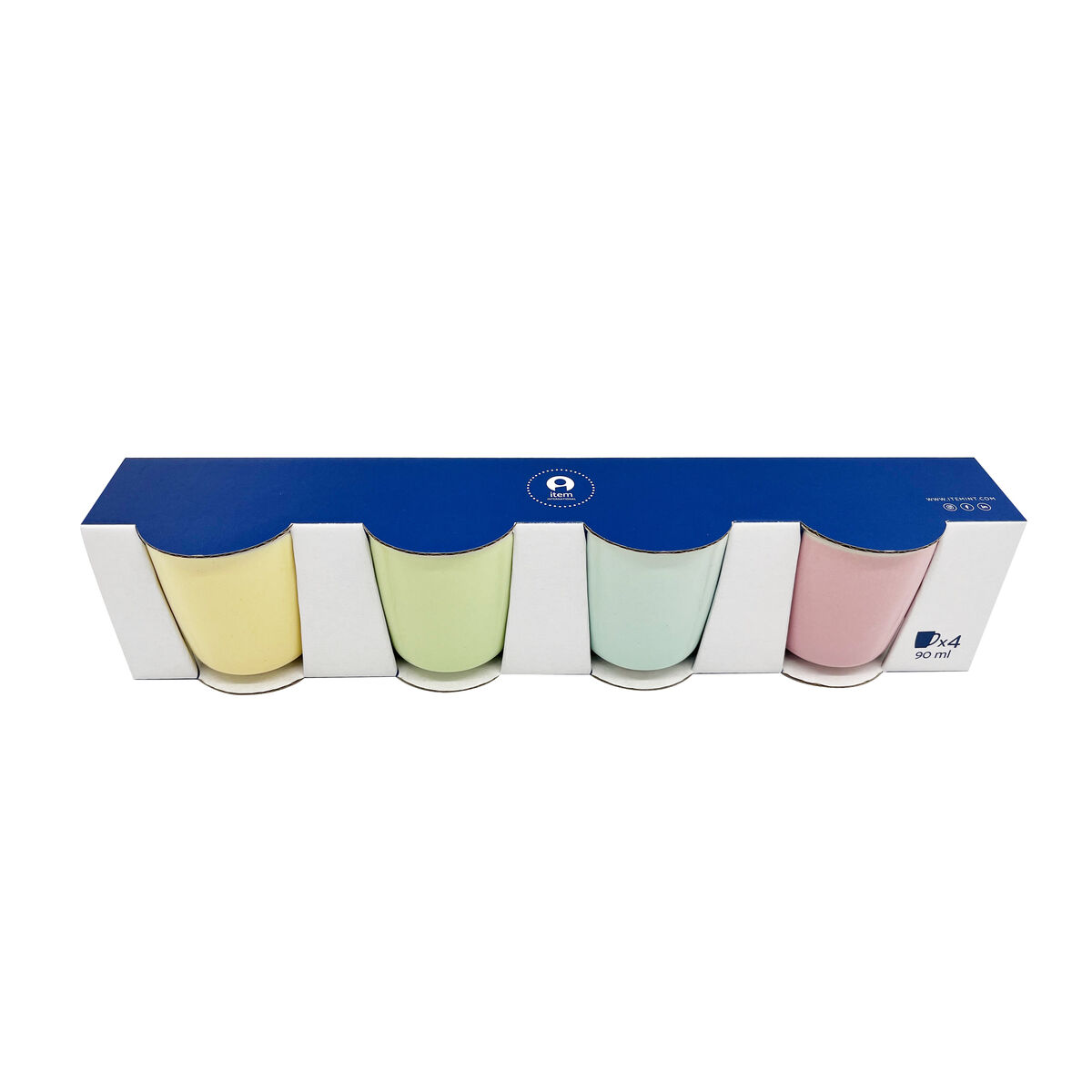 Juego de Tazas de Café Home ESPRIT Amarillo Azul Verde Rosa Porcelana 90 ml 4 Piezas