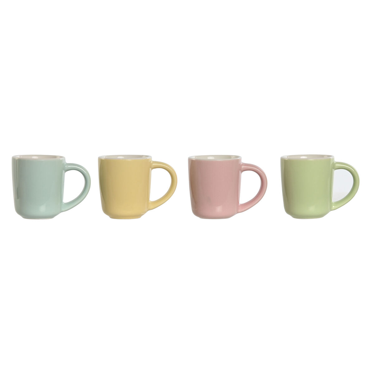 Juego de Tazas de Café Home ESPRIT Amarillo Azul Verde Rosa Porcelana 90 ml 4 Piezas