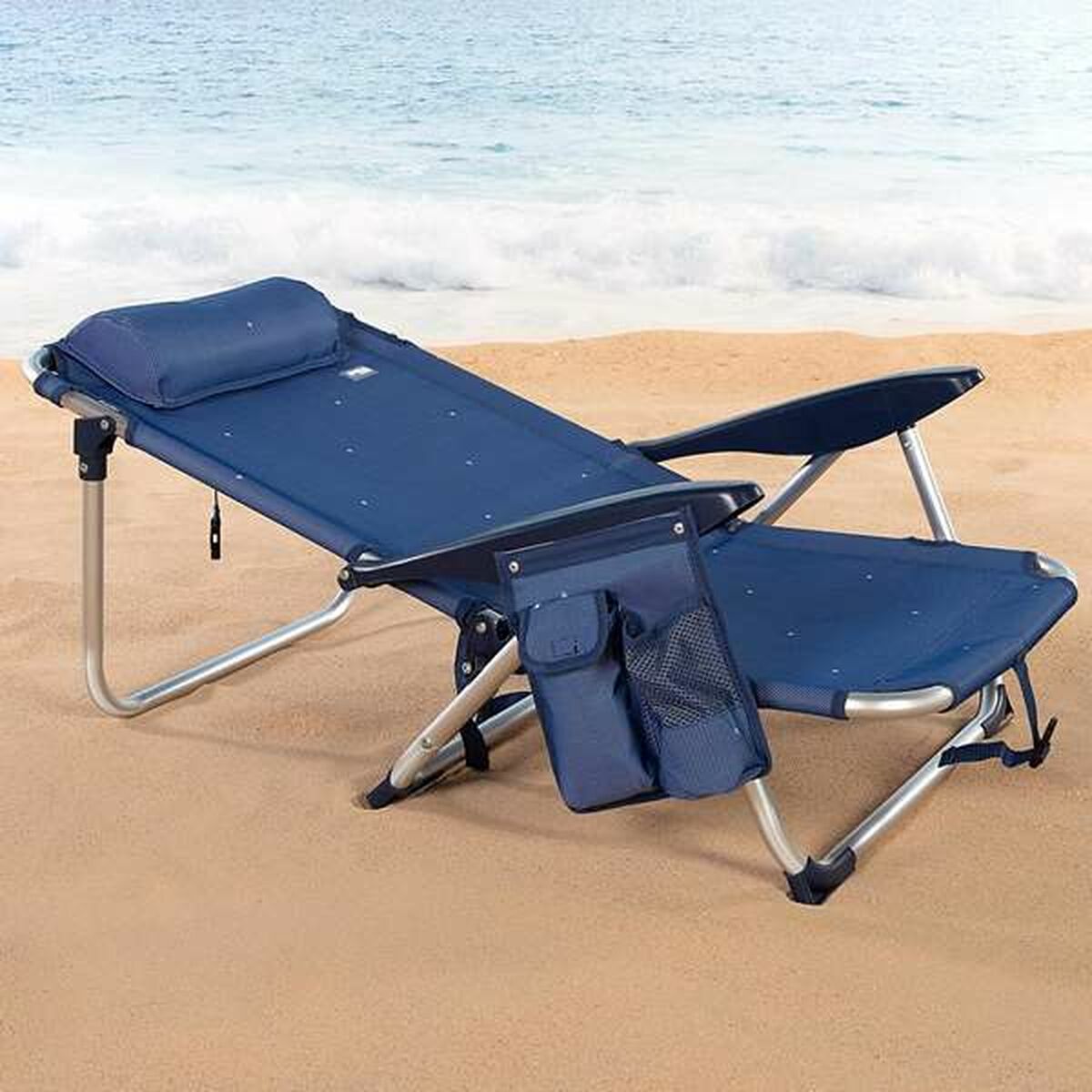 Silla de Playa Aktive Azul oscuro 51 x 45 x 76 cm Playa