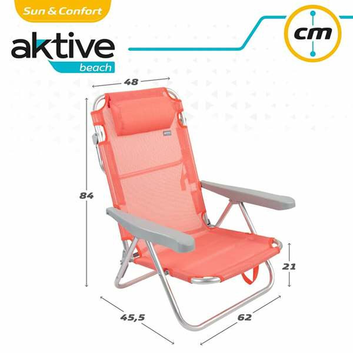 Silla Plegable Aktive Flamingo Rosa 48 x 46 x 84 cm 47 x 63 x 99 cm Playa Cojín Bolsa de Almacenamiento Posavasos
