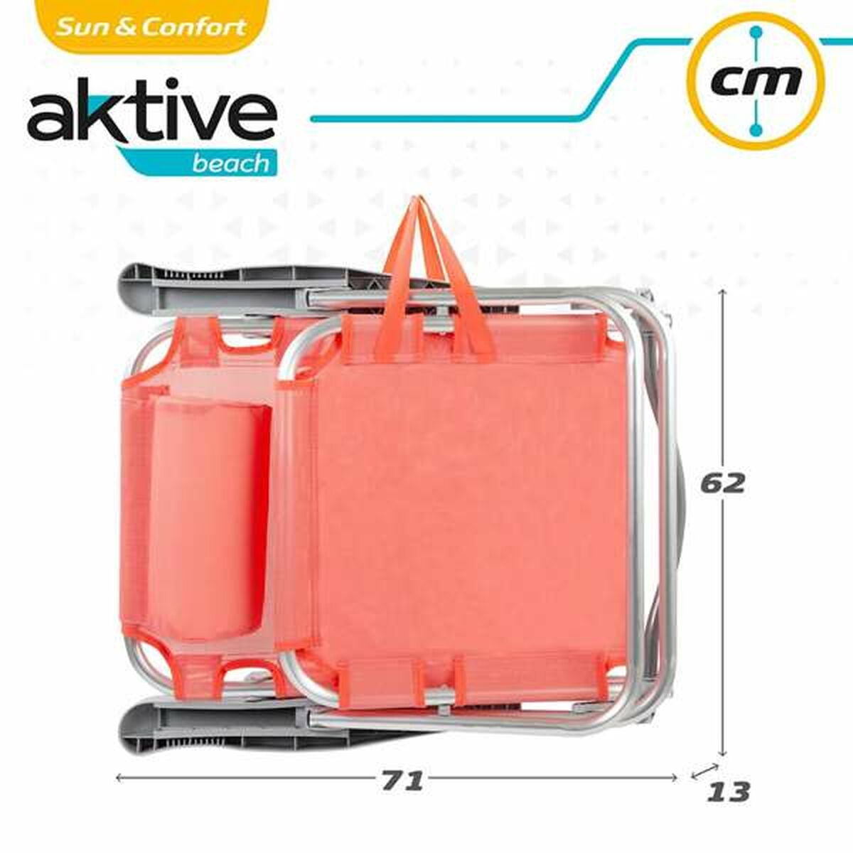 Silla Plegable Aktive Flamingo Rosa 48 x 46 x 84 cm 47 x 63 x 99 cm Playa Cojín Bolsa de Almacenamiento Posavasos