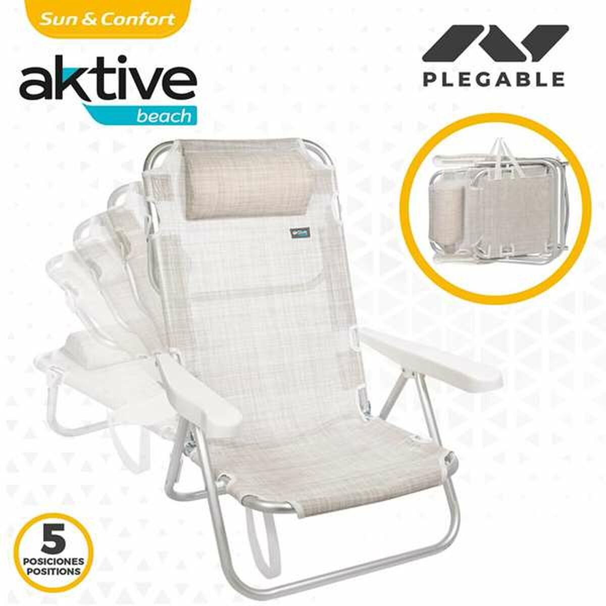 Silla Plegable Aktive Blanco 48 x 46 x 84 cm Playa