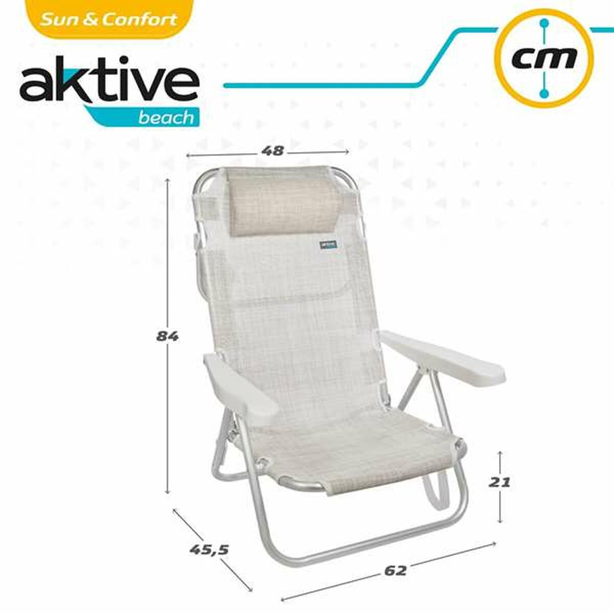 Silla Plegable Aktive Blanco 48 x 46 x 84 cm Playa