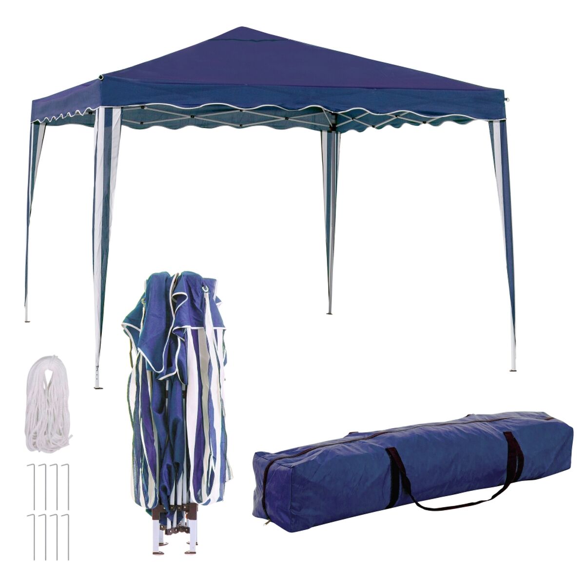 Pérgola Gazebo Acero 300 x 300 x 250 cm Azul