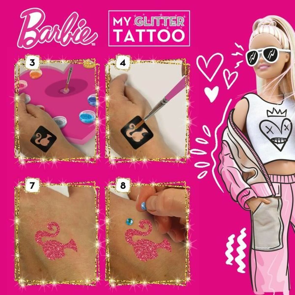 Tatuajes Temporales Lisciani Giochi My Glitter Tatoo Purpurina 20 Piezas