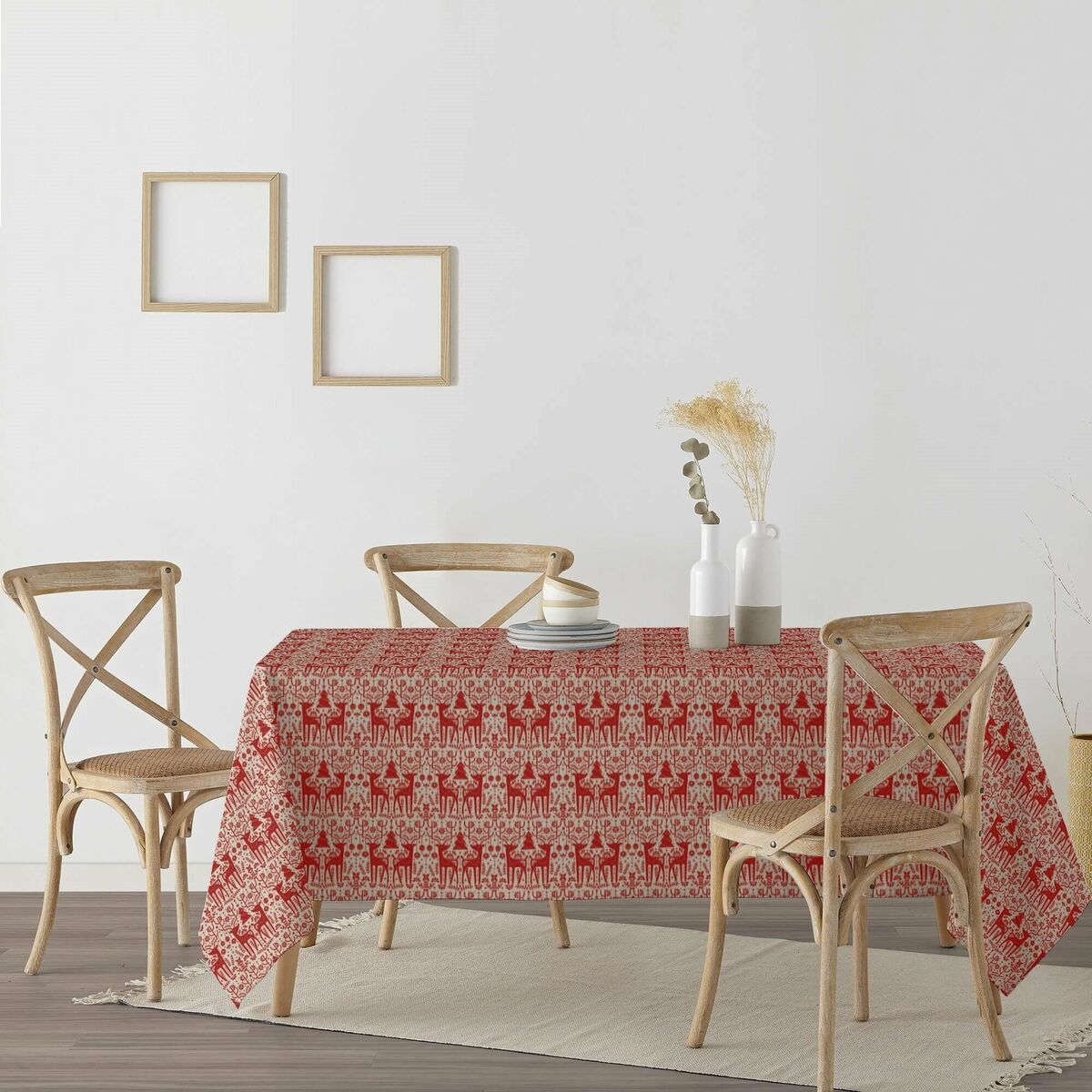 Mantel resinado antimanchas Belum Merry Christmas Multicolor 150 x 150 cm