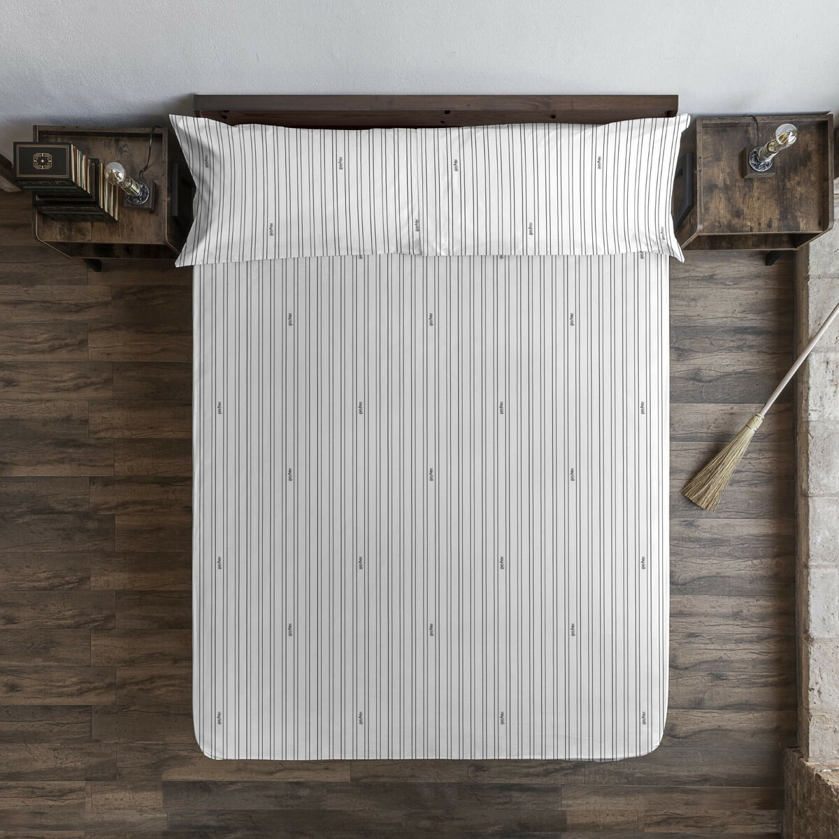 Sábana Bajera Harry Potter Blanco Gris Marengo Cama de 140