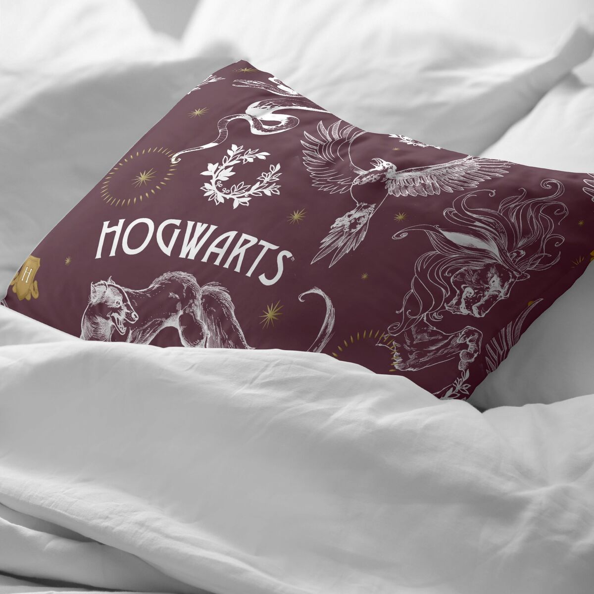 Funda de almohada Harry Potter Creatures Multicolor 175 Hilos 65 x 65 cm
