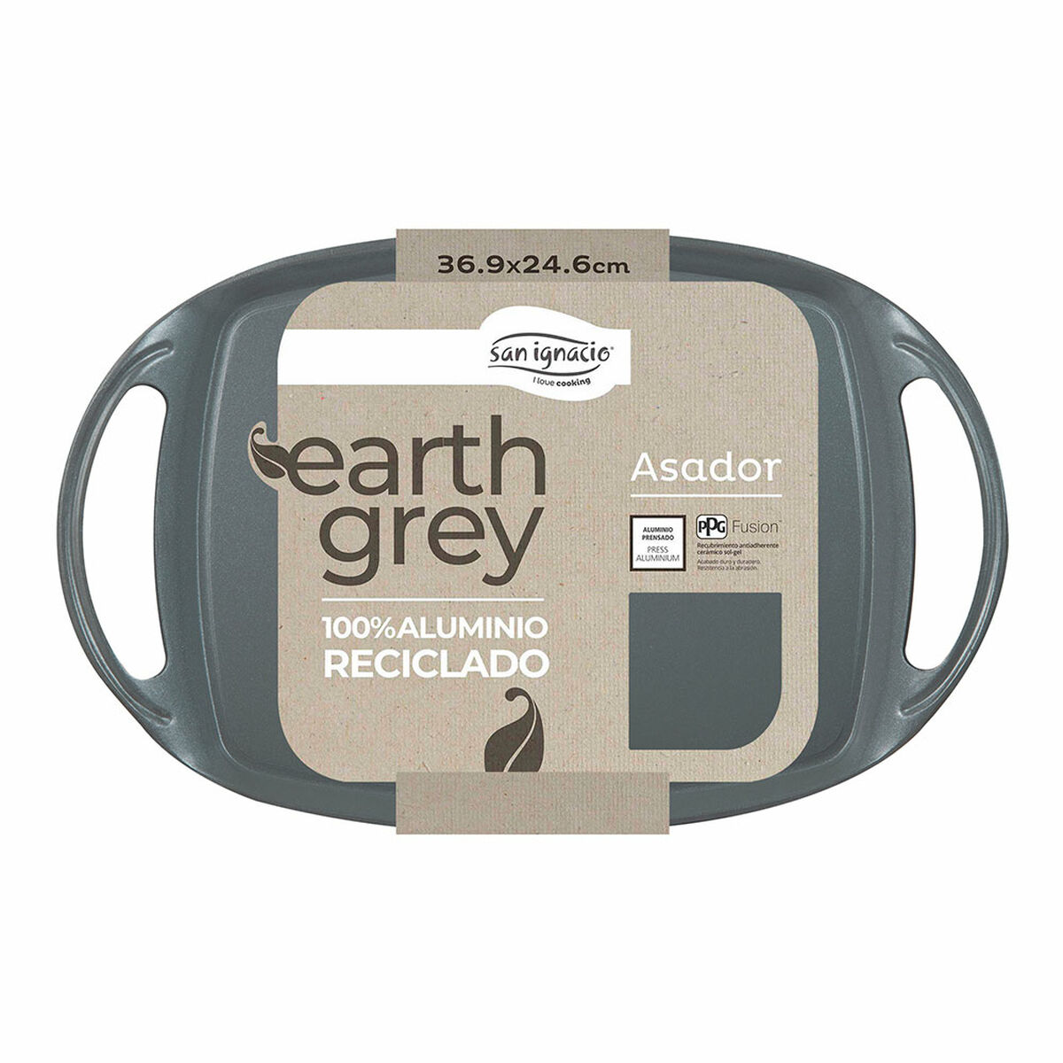 Asadora San Ignacio Earth Grey SG-6755 Gris 36,9 x 24,6 cm Con asas