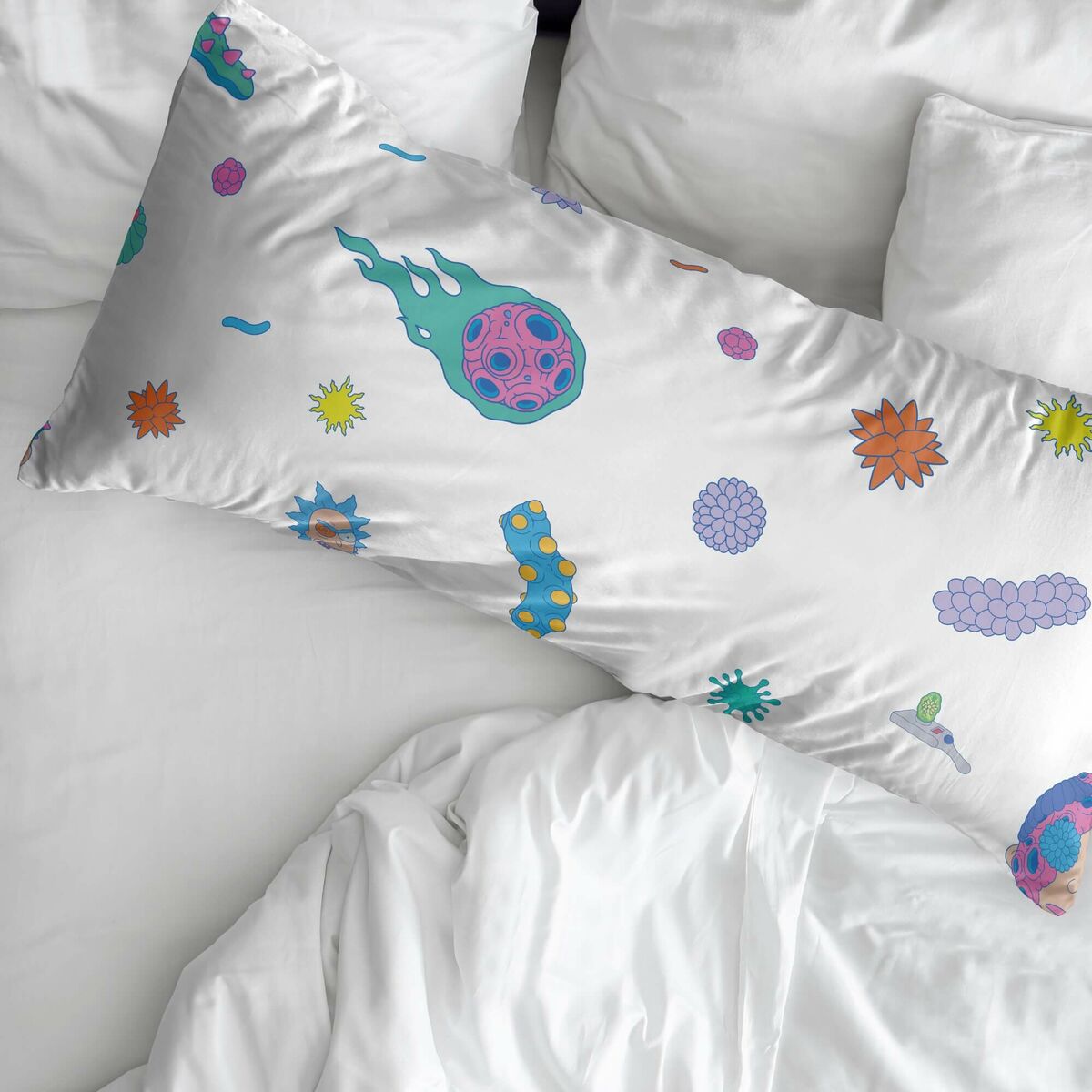 Funda de almohada Rick and Morty Wubba Lubba Multicolor 175 Hilos 45 x 125 cm