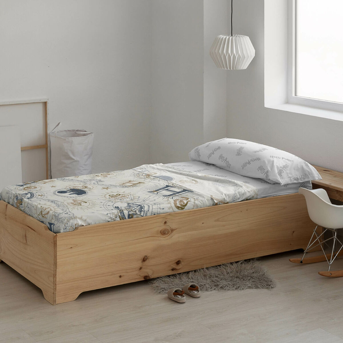 Juego de Sábanas Harry Potter Gold Beige Multicolor Cama de 180