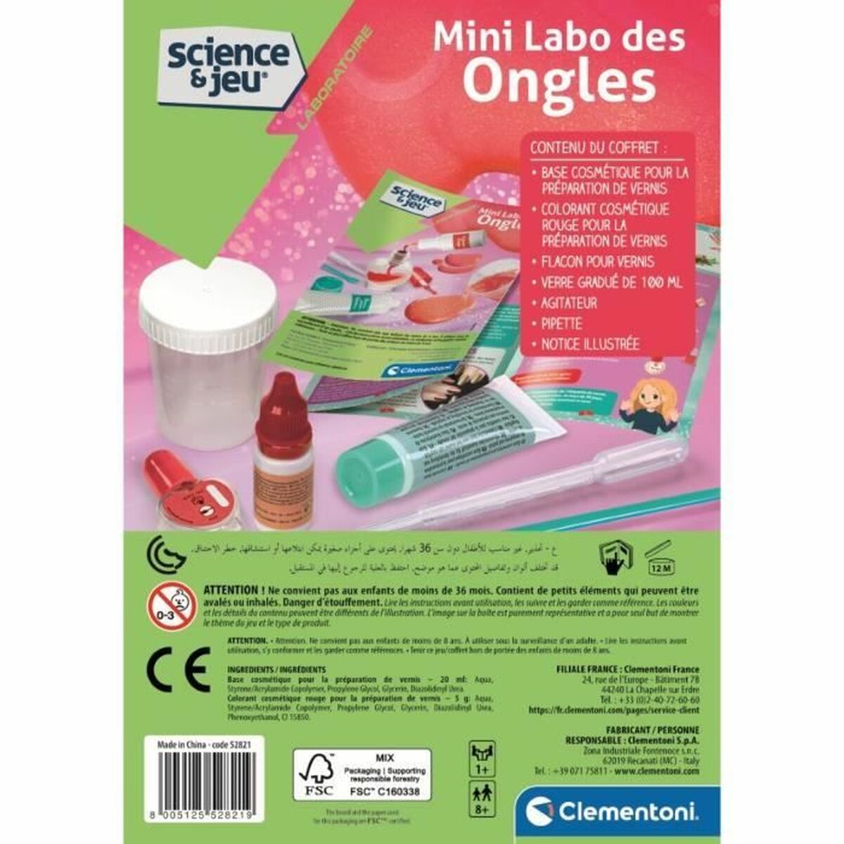 Juego de Manualidades Clementoni Mini Nail Lab Create your own nail polish (FR)