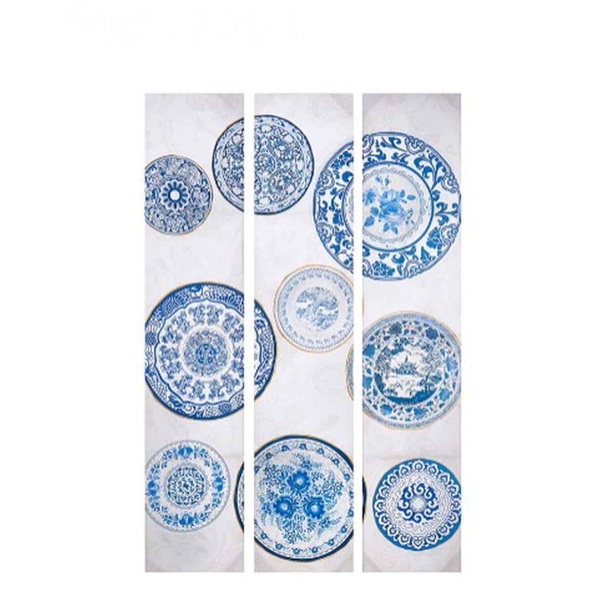 Biombo Gift Decor Azul Blanco Lienzo 122 x 2,5 x 180 cm 40 x 180 x 7 cm Plato