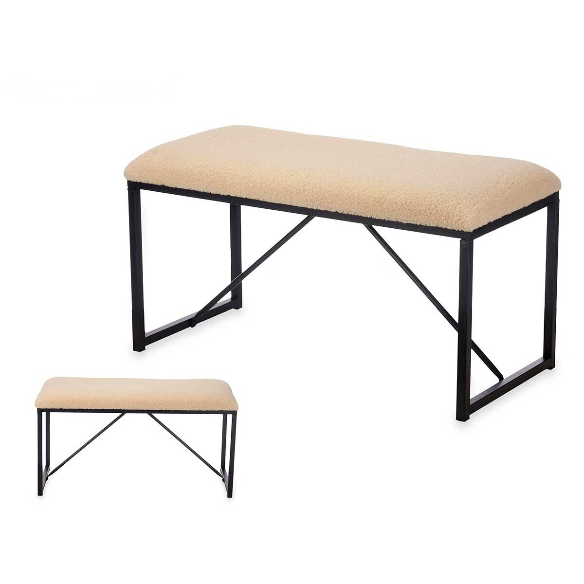 Banco Gift Decor Beige Metal Tela 81 x 42 x 38 cm