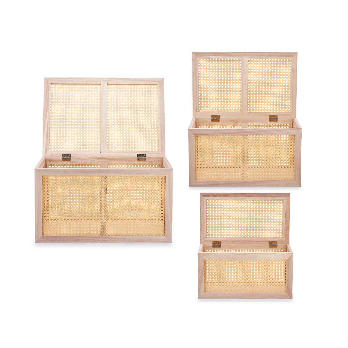 Juego de Baúles Gift Decor Natural Madera de Paulonia 43 x 25 x 23 cm 50 x 32 x 28 cm 57 x 33 x 39 cm 3 Piezas