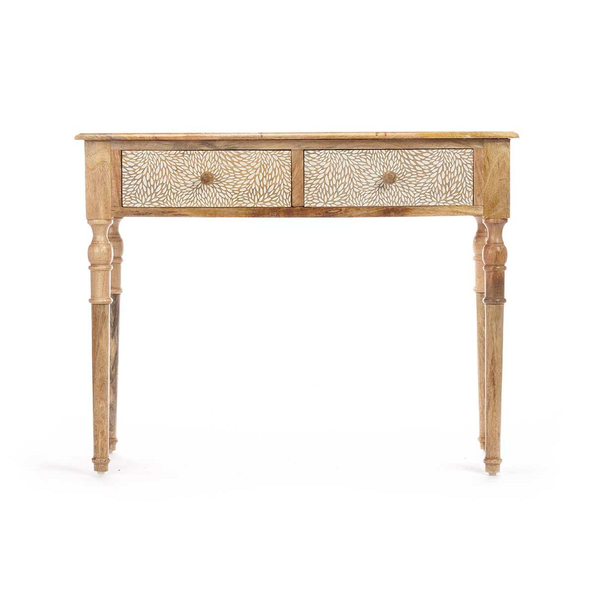 Recibidor con 2 Cajones Gift Decor Blanco Marrón 98 x 77 x 42 cm Hojas