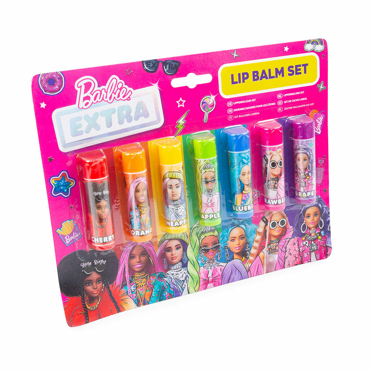 Bálsamo Labial con Color Barbie Infantil 7 Piezas