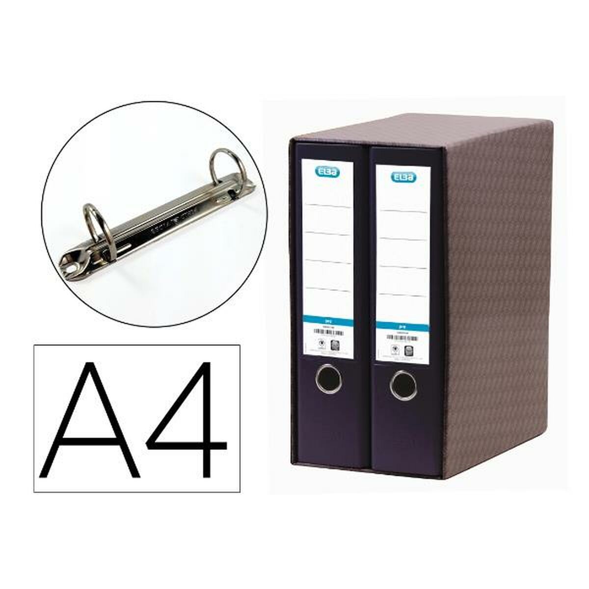 Carpeta de anillas Elba 100580054 Negro A4 (2 Unidades)