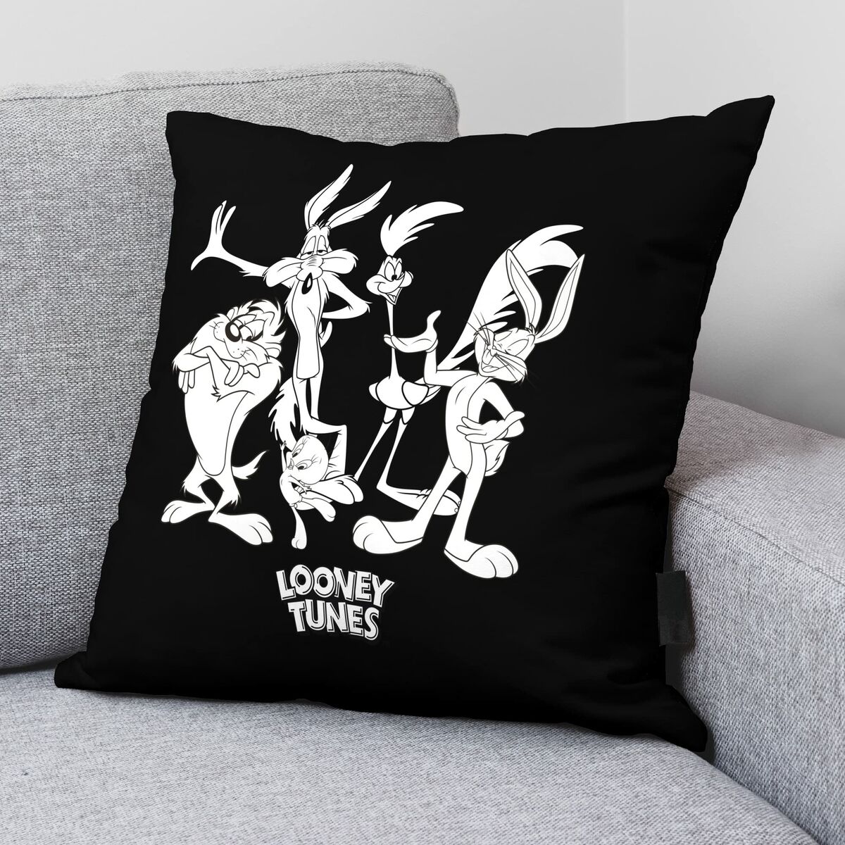 Funda de cojín Looney Tunes Looney B&w A Negro Multicolor 45 x 45 cm