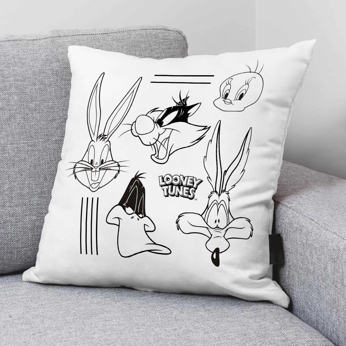 Funda de cojín Looney Tunes Looney B&w B Blanco Multicolor 45 x 45 cm