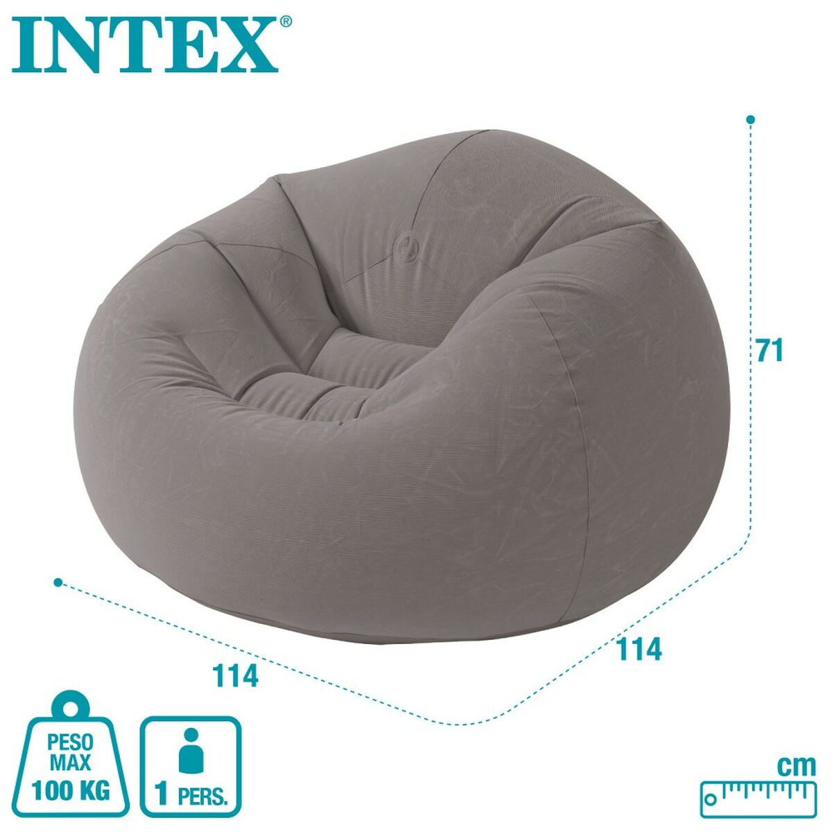 Sillón Hinchable Intex Gris 107 x 69 x 104 cm 114 x 71 x 114 cm (6 Unidades)