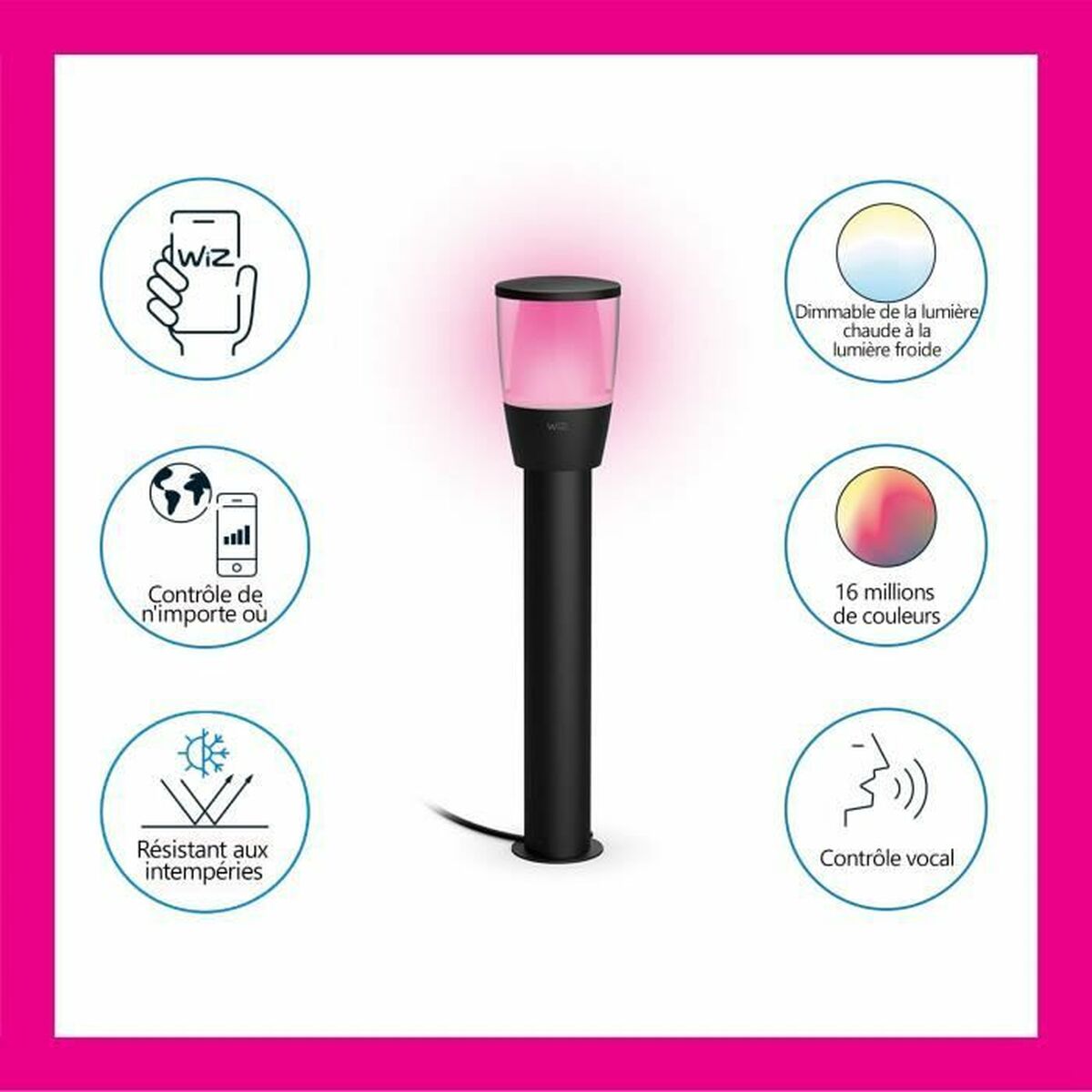 Estaca solar de jardín Wiz Negro Metal