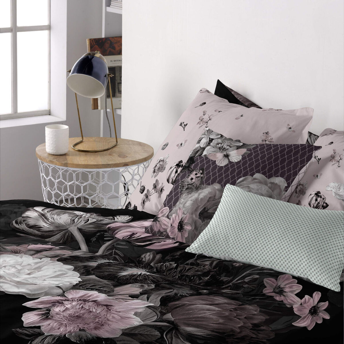 Juego de fundas de cojín HappyFriday Onyx  Multicolor 2 Piezas