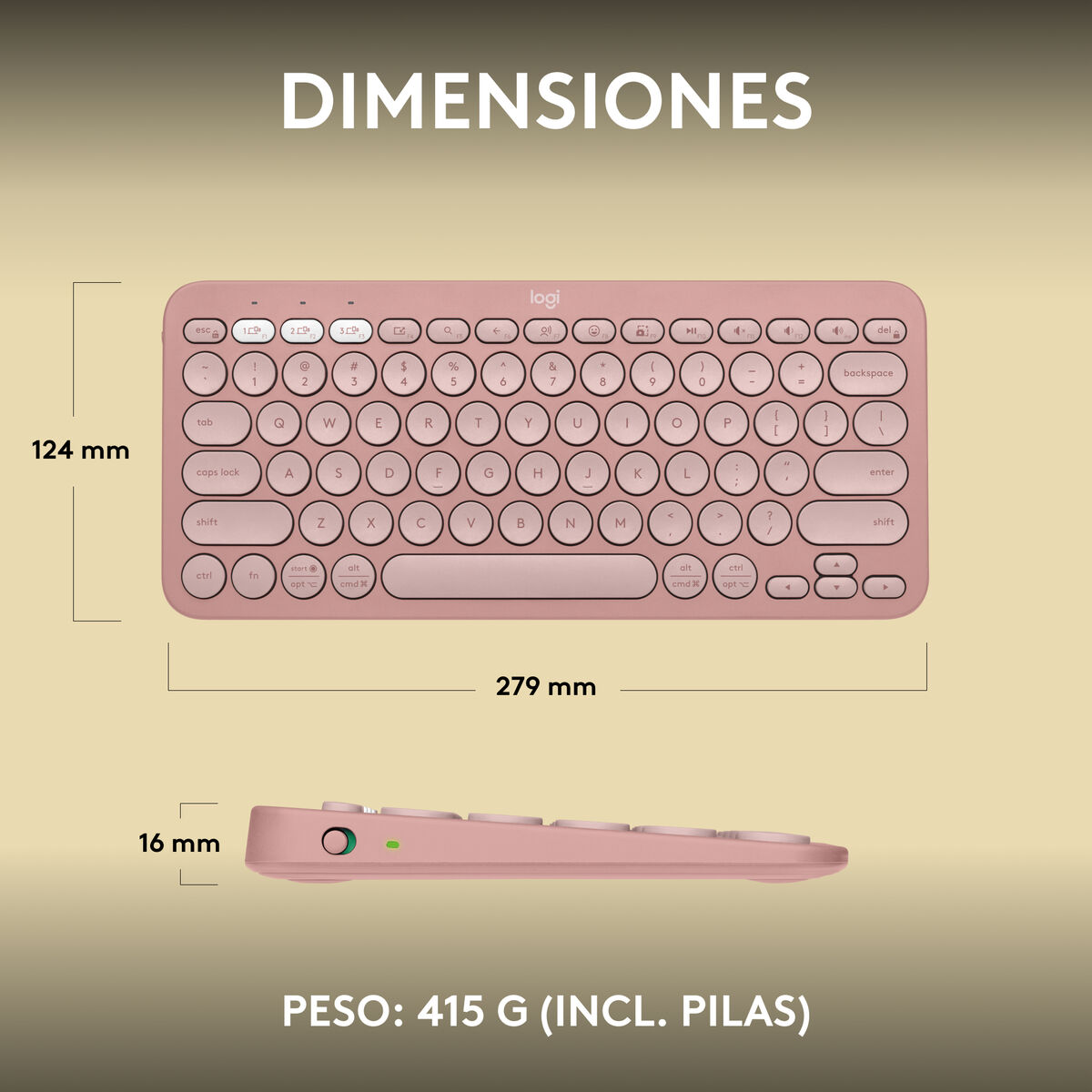 Teclado Inalámbrico Logitech K380s Rosa Qwerty Español