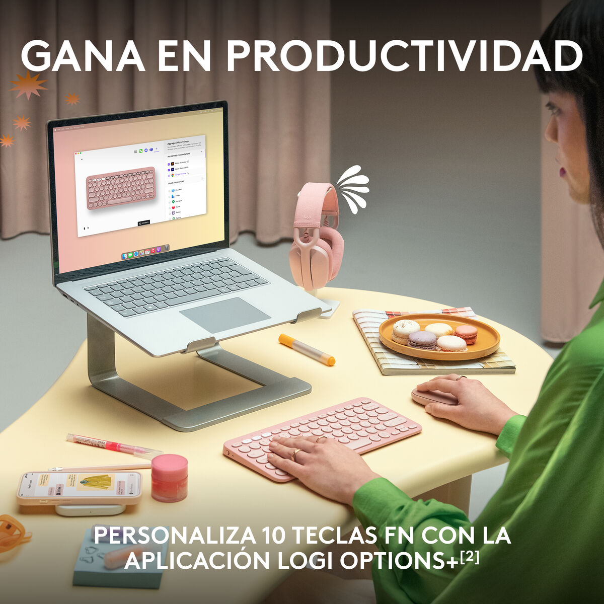 Teclado Inalámbrico Logitech K380s Rosa Qwerty Español