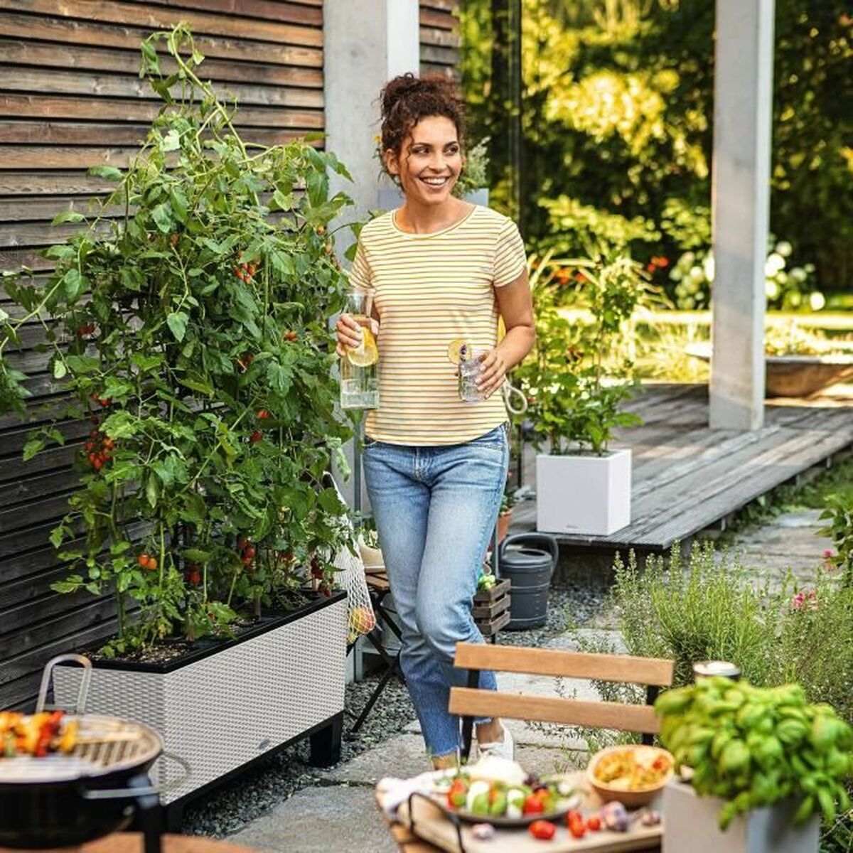 Maceta Autorriego Lechuza Gris claro 100 x 32,5 x 34,5 cm Rectangular