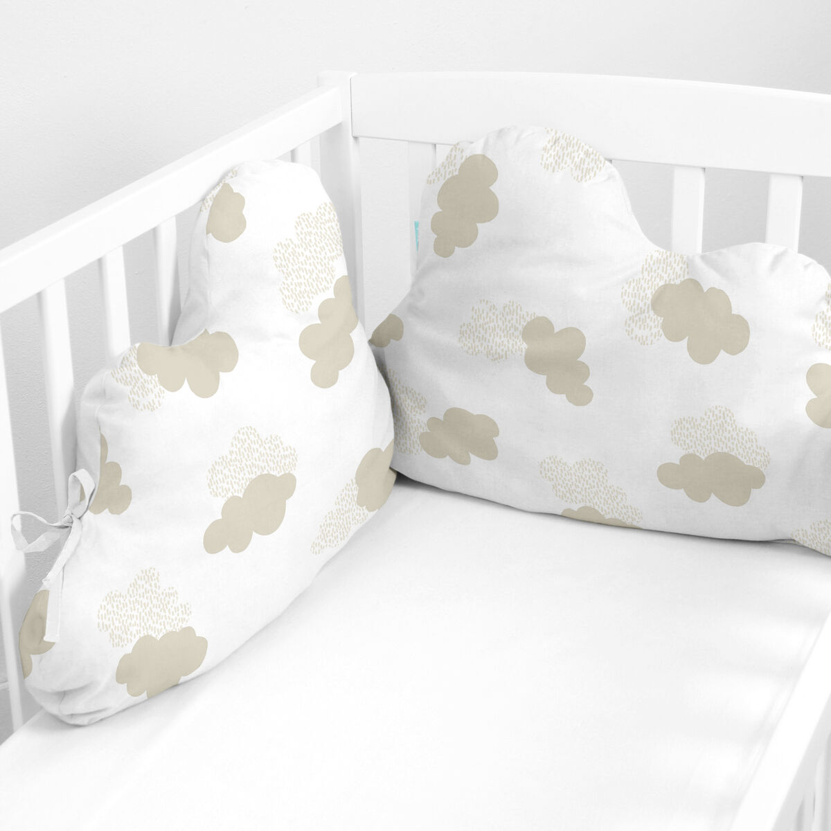 Protector de Cuna HappyFriday Basic Kids Clouds Beige 60 x 40 cm