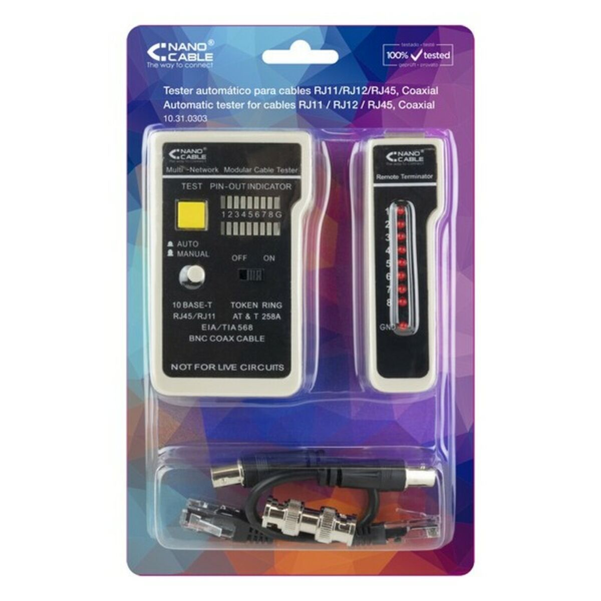 Cable de Red Rígido UTP Categoría 6 RJ11/RJ12/RJ45, coaxial NANOCABLE 10.31.0303 Blanco/Negro