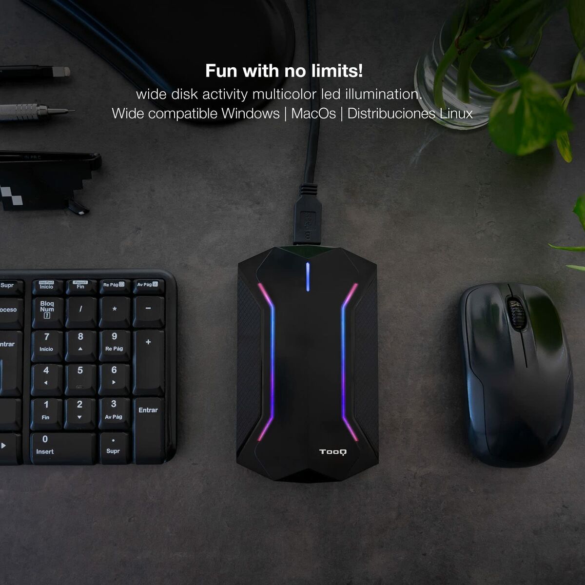 Carcasa para Disco Duro TooQ TQE-2599RGB Negro 2,5"