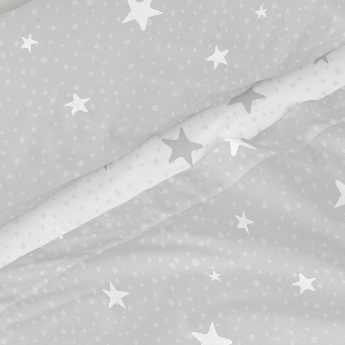 Juego de Sábanas HappyFriday Basic Kids Little star Gris Cama de 105 180 x 270 cm 2 Piezas