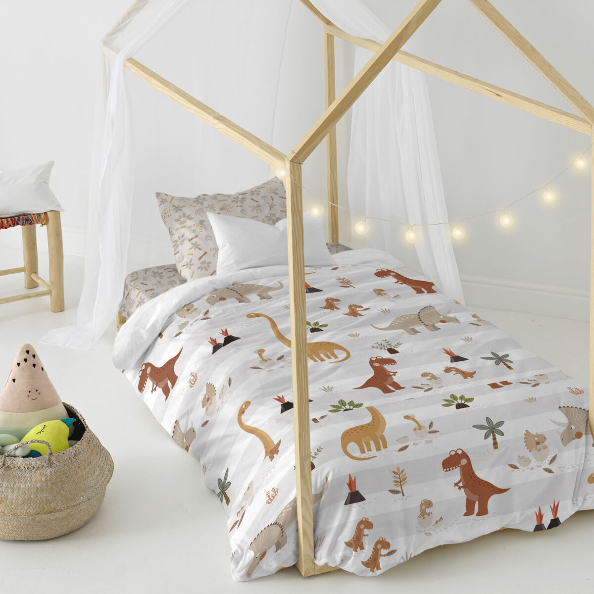 Juego de funda nórdica HappyFriday Moshi Moshi Dino Family Multicolor Cama de 80 2 Piezas