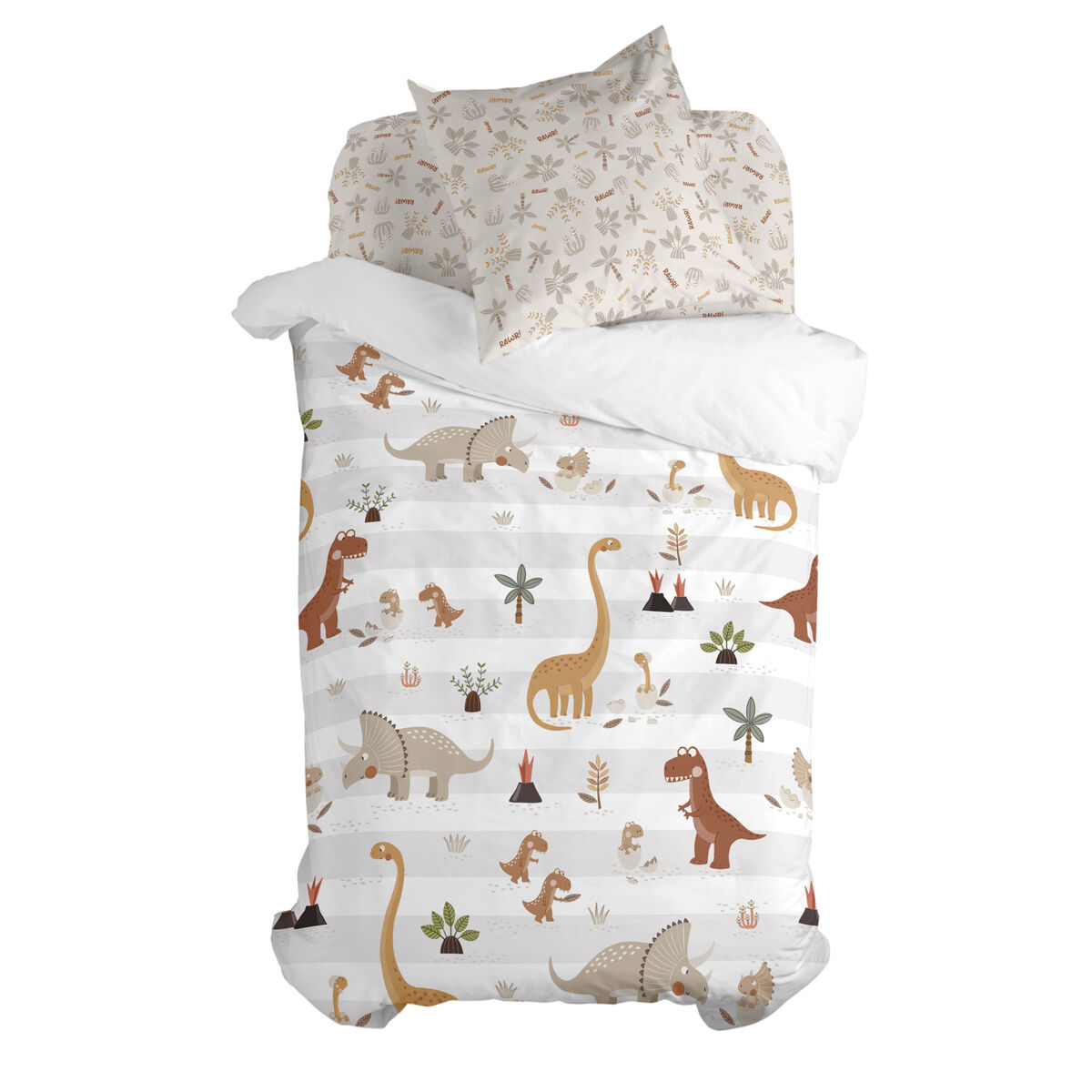 Juego de funda nórdica HappyFriday Moshi Moshi Dino Family Multicolor Cama de 80 2 Piezas