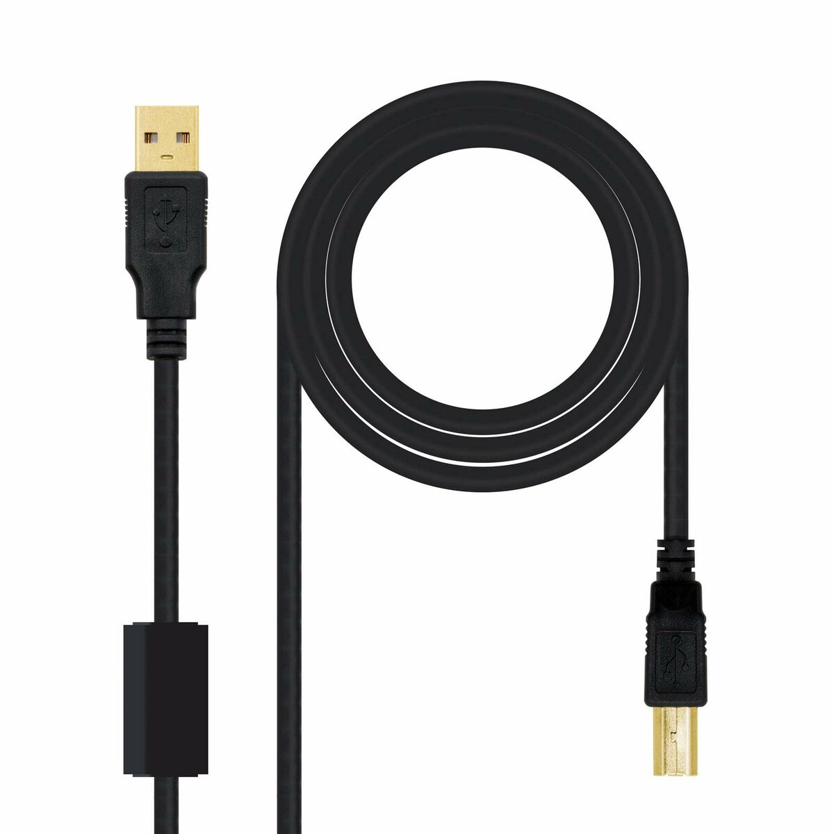 Cable USB 2.0 A a USB B NANOCABLE 10.01.1205 Negro 5 m