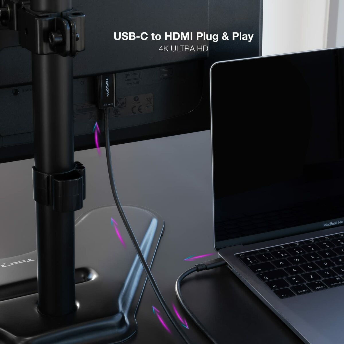 Cable USB-C a HDMI NANOCABLE 10.15.5102 1,8 m Negro