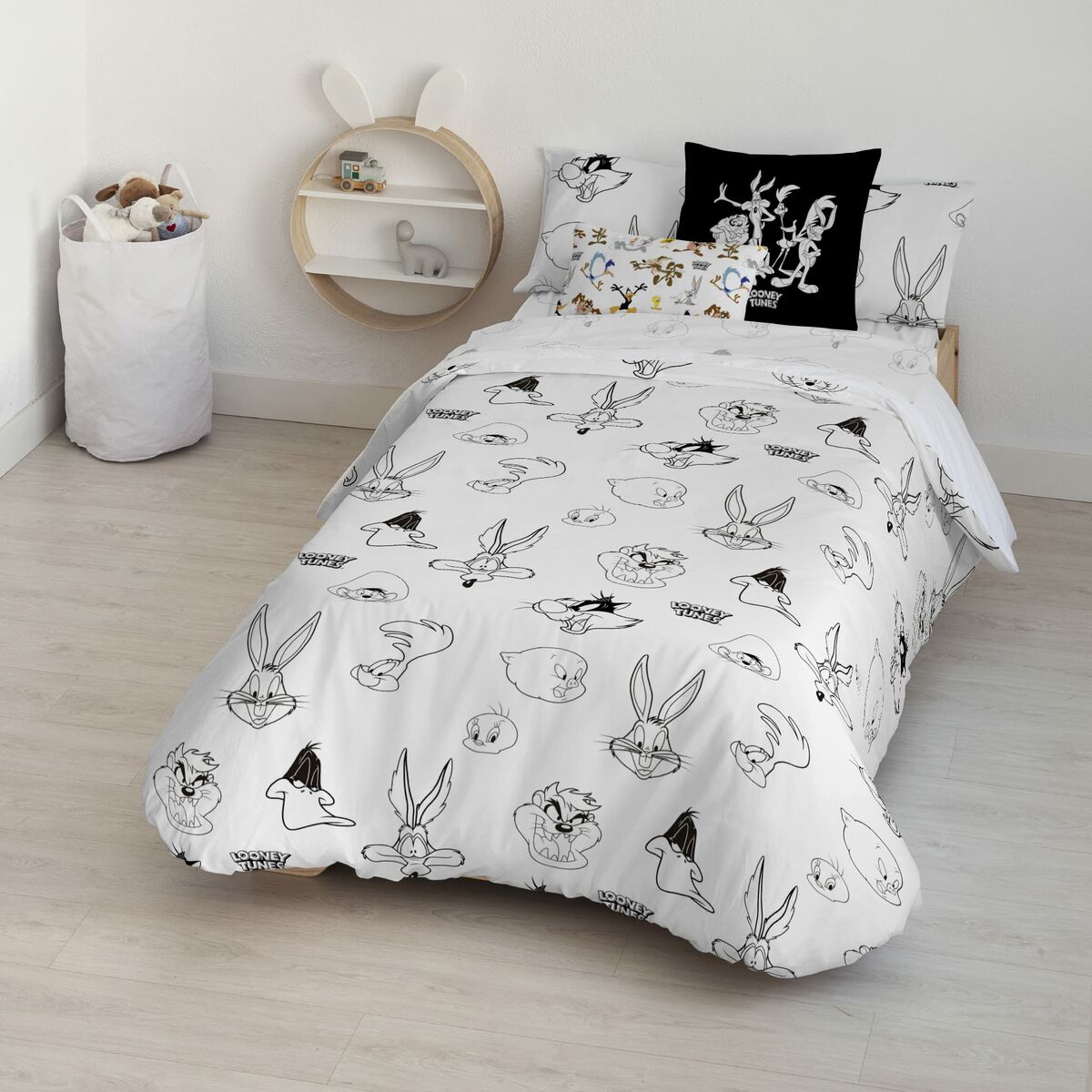 Funda Nórdica Looney Tunes Looney B&W Blanco black 175 Hilos 260 x 240 cm