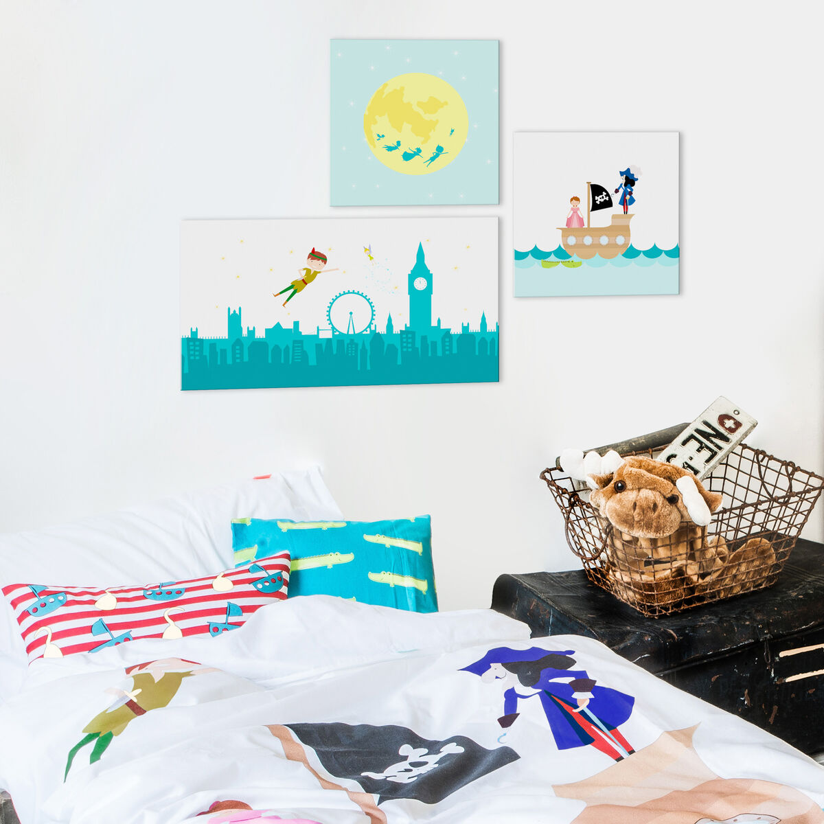 Lienzo HappyFriday Mr Box Flying boy  Multicolor 27 x 27 cm