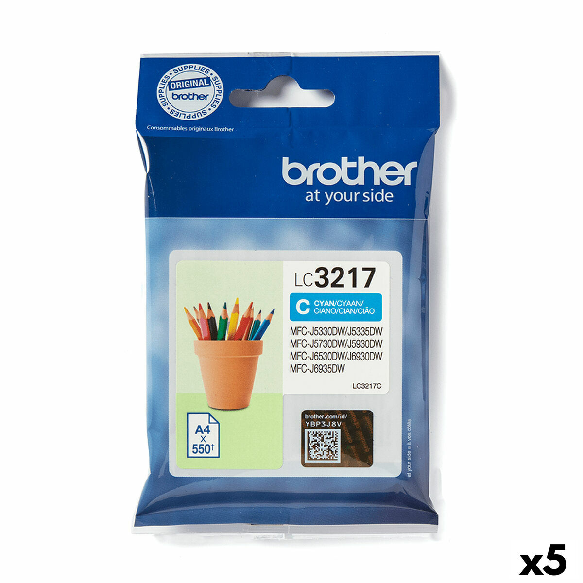 Cartucho de Tinta Original Brother LC3217 Cian (5 Unidades)