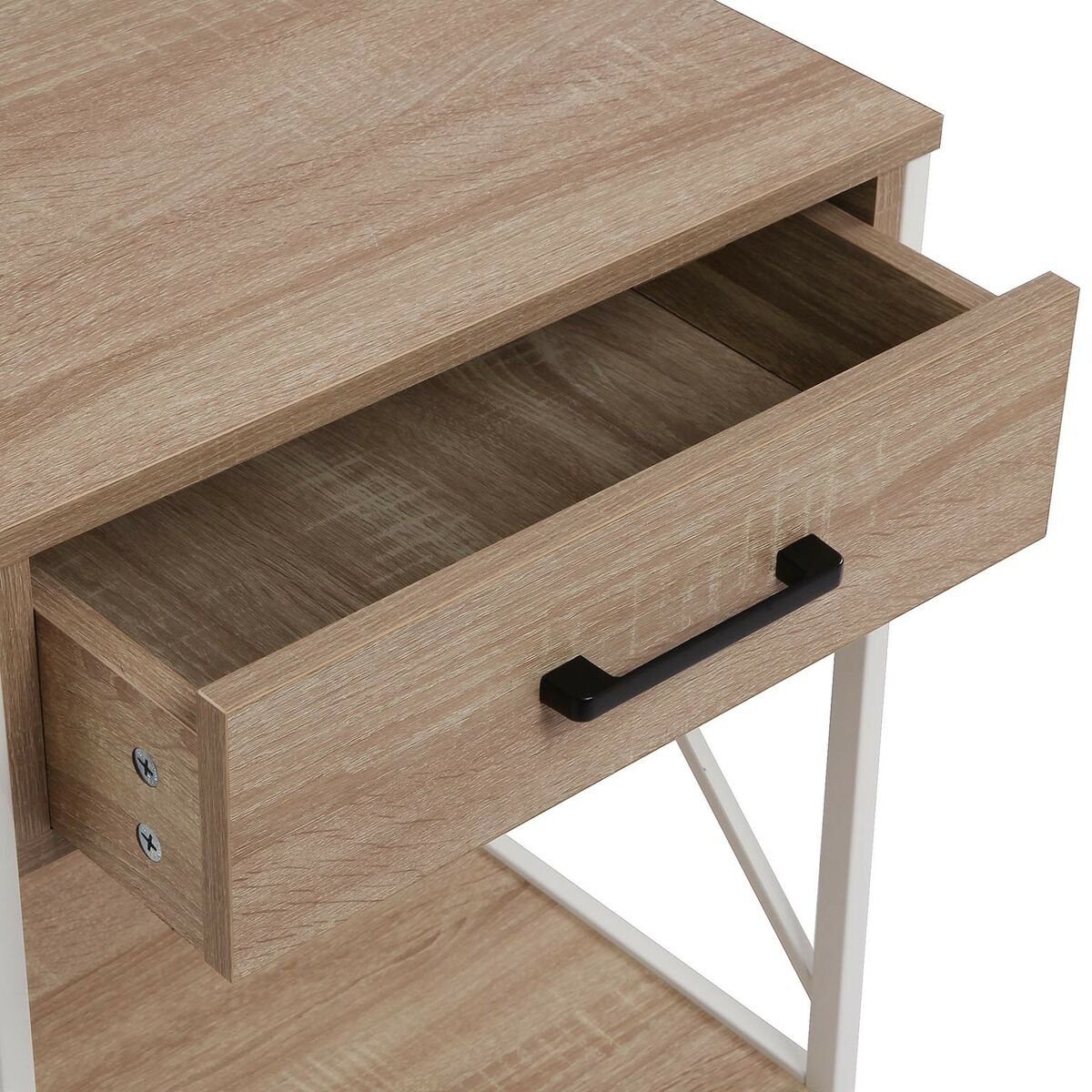 Mesita de Noche Versa Blanco PVC Madera Metal 40 x 60 x 48 cm