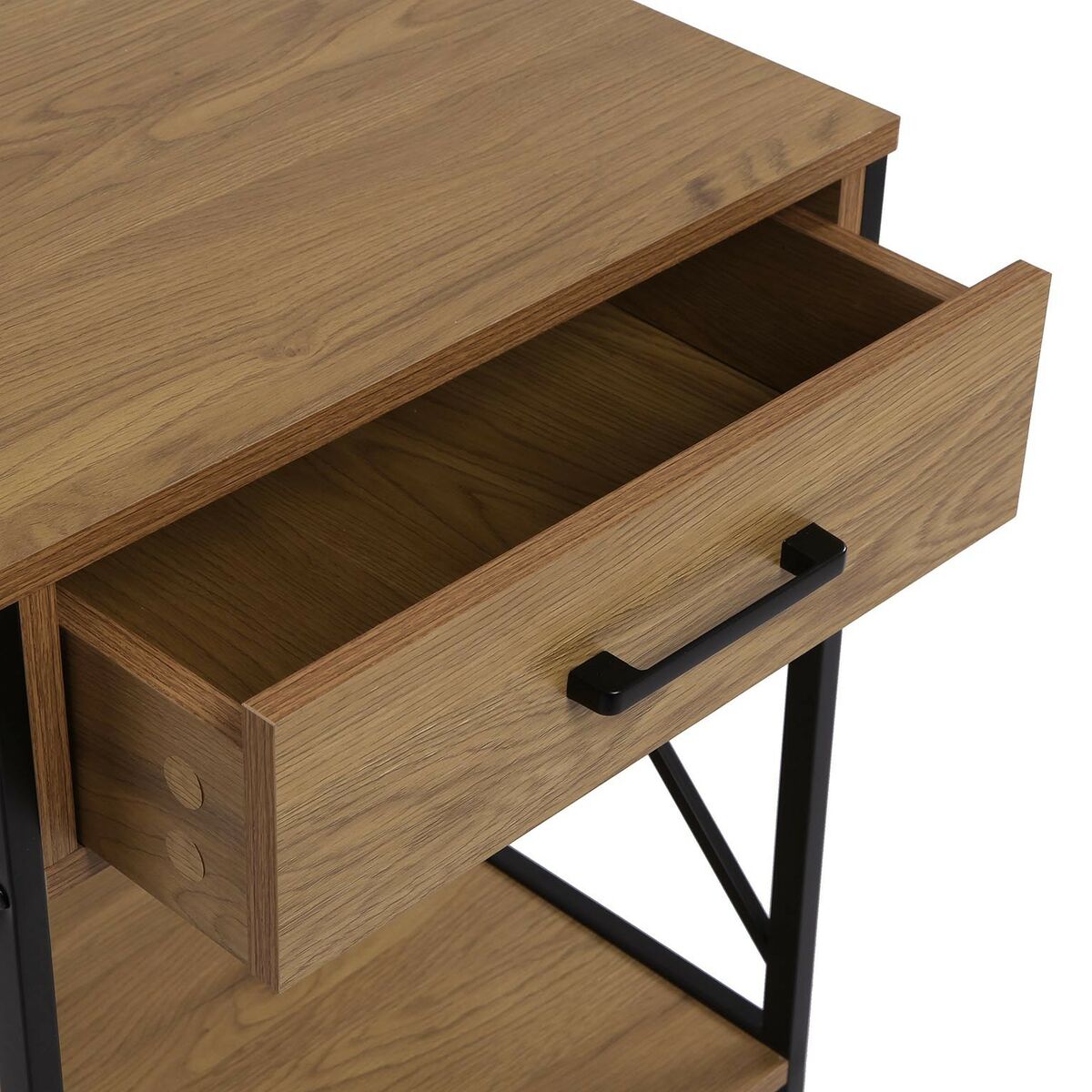 Mesita de Noche Versa Negro PVC Madera Metal 40 x 60 x 48 cm