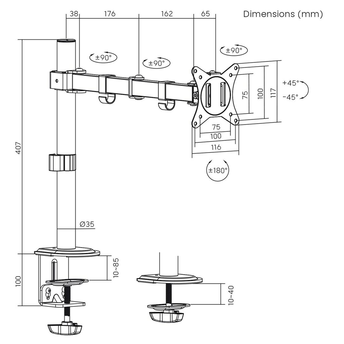 Soporte de Mesa para Pantalla MacLean MC-753N 17" 32"