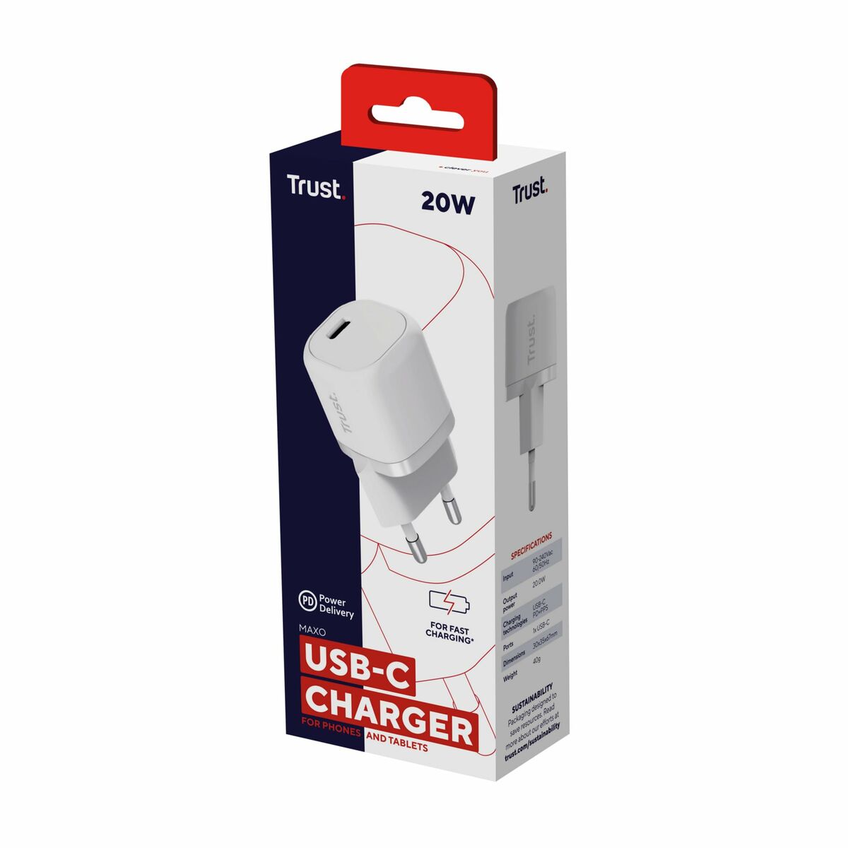 Cargador de Pared Trust Blanco 20 W
